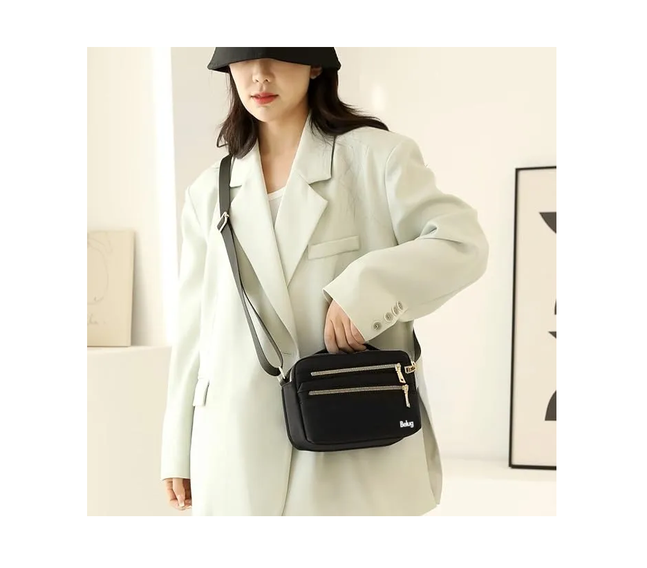 Foto 5 | Bolso Bandolera Pequeño Y Sencillo Con Cremallera Para Mujer Negro