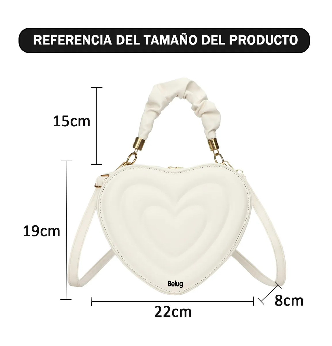 Foto 5 pulgar | Bolso De Mano Forma De Corazón Para Dama  Blanco