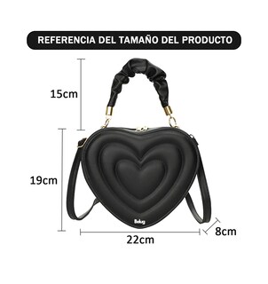 Foto 5 | Bolso De Mano Forma De Corazón Negro