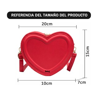 Foto 3 | Bolso Bandolera Forma Corazón Rojo