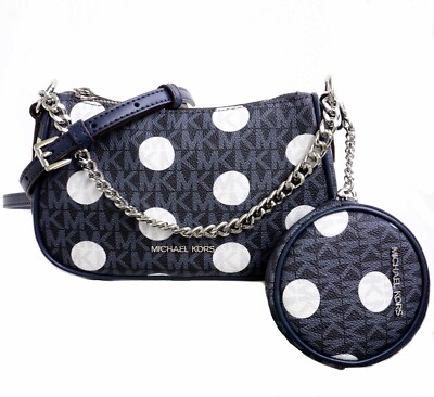 Foto 2 pulgar | Bandolera Michael Kors Carmela Sm Pouchette De Piel Azul Marino - Venta Internacional.