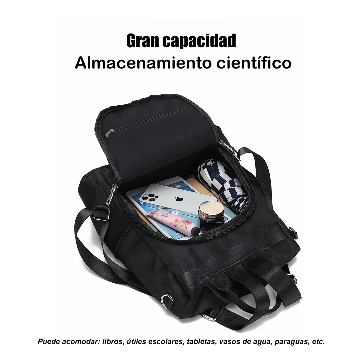 Foto 3 pulgar | Mochila Backpack De Mujer Para Escolar De Moda Est. Coreano Eo Safe Imports Esi-20419  Negro