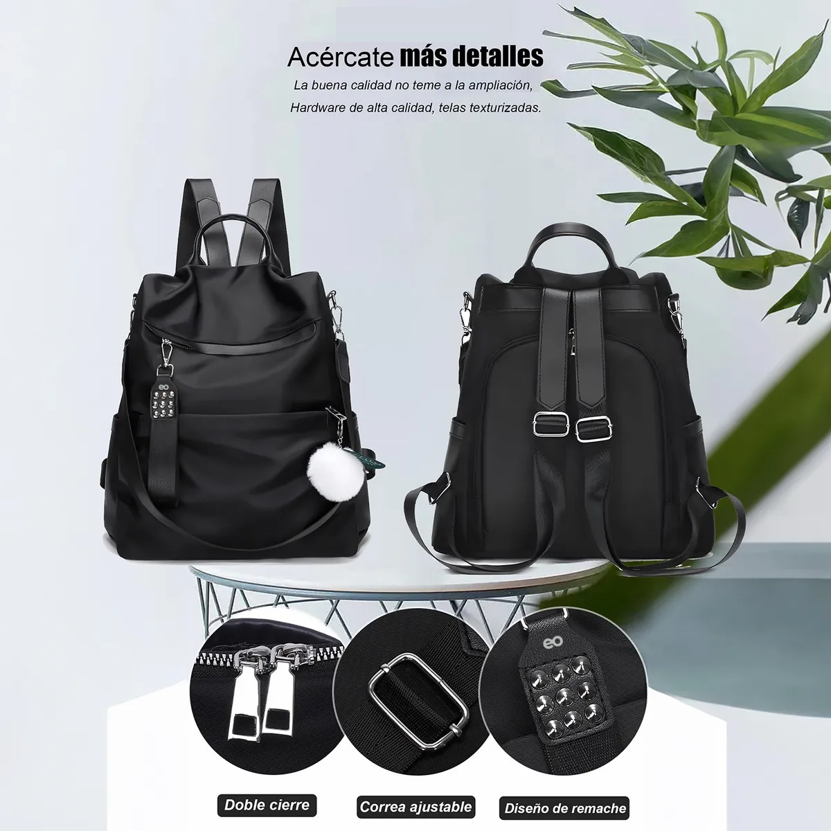 Foto 4 pulgar | Mochila Backpack De Mujer Para Escolar De Moda Est. Coreano Eo Safe Imports Esi-20419  Negro