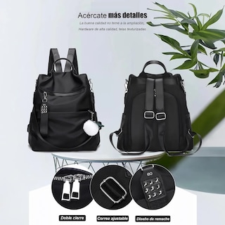 Foto 3 | Mochila Backpack De Mujer Para Escolar De Moda Est. Coreano Eo Safe Imports Esi-20419 Negro