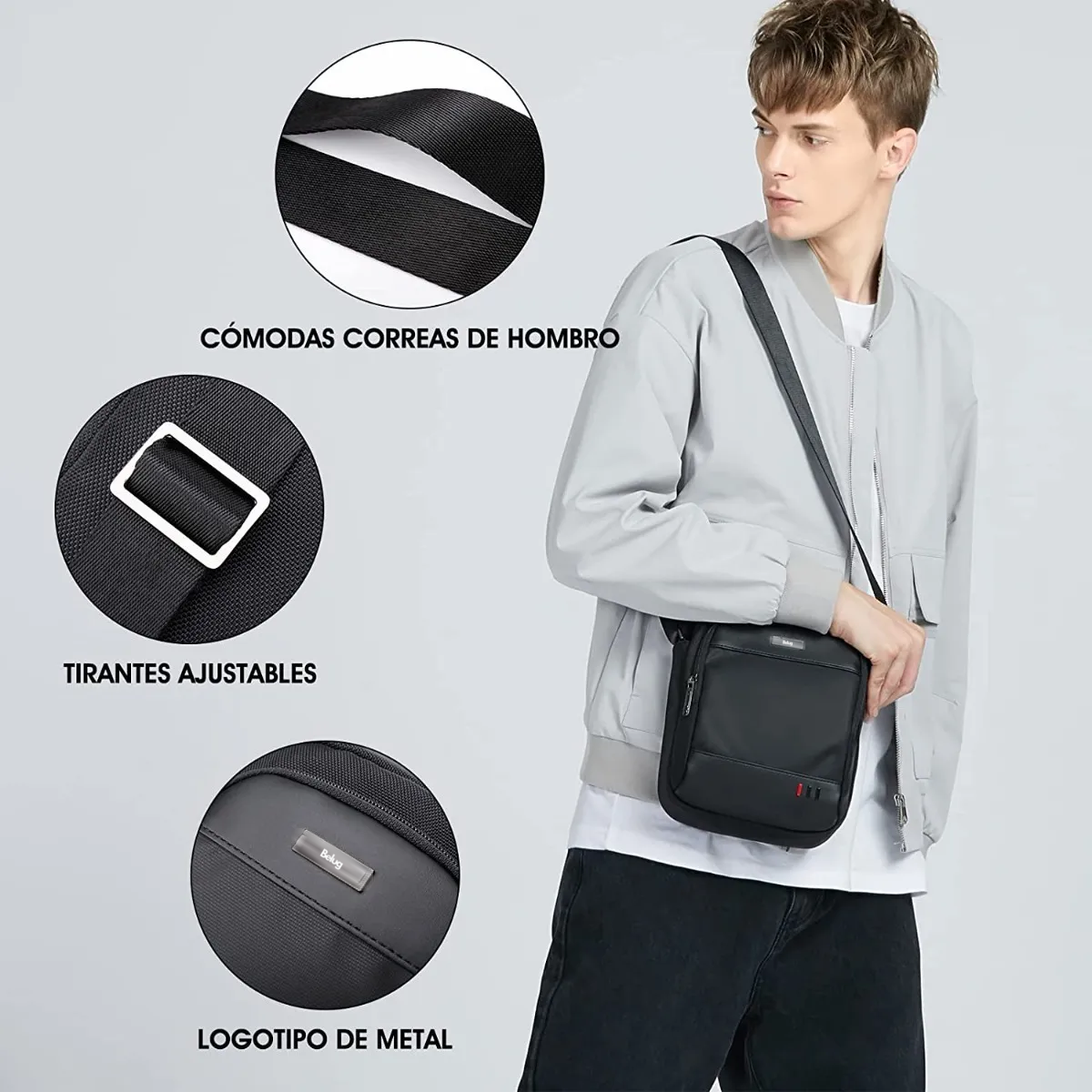 Foto 5 pulgar | Bandolera Belug  Impermeable Urbana Negro Hombre