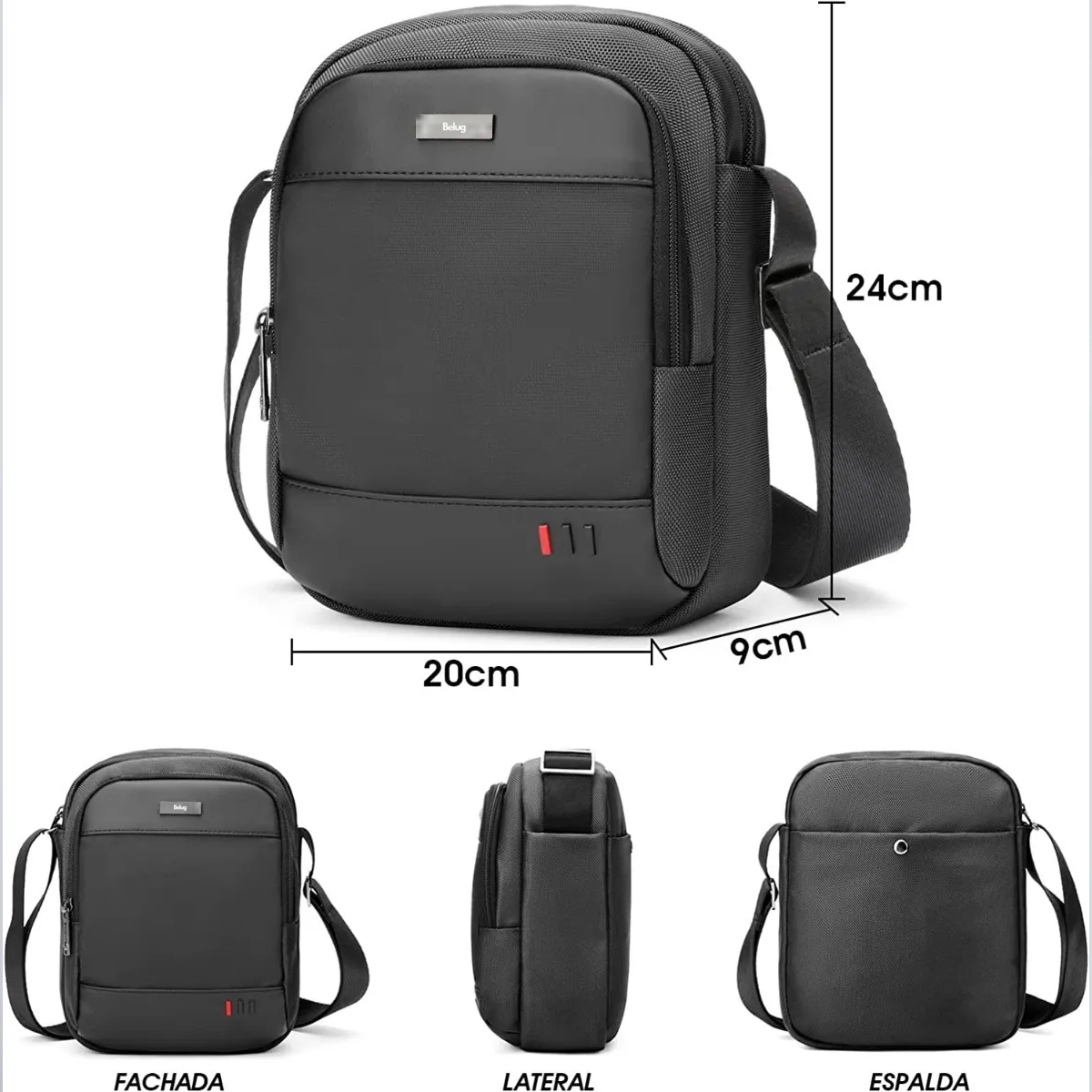 Foto 6 pulgar | Bandolera Belug  Impermeable Urbana Negro Hombre