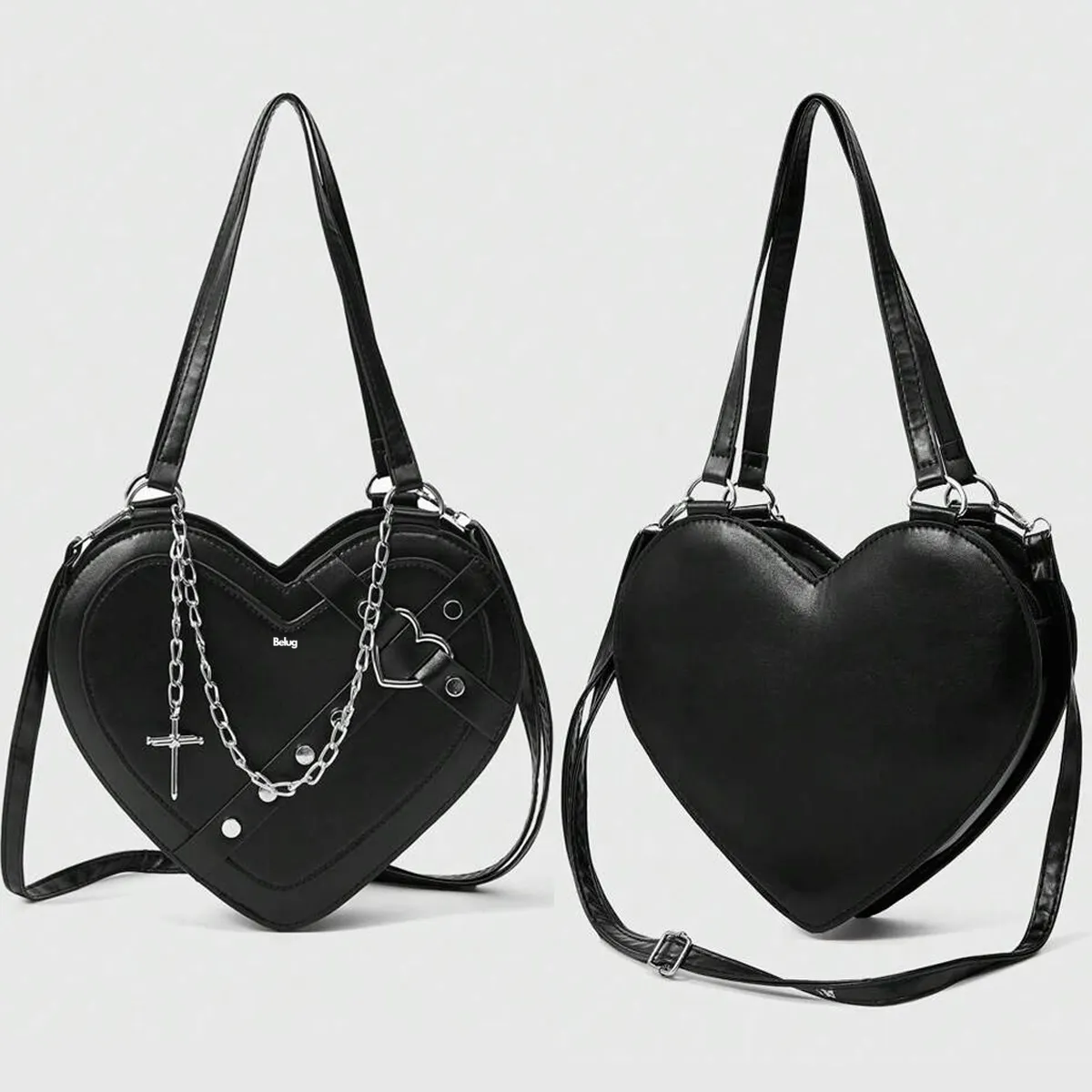 Foto 3 pulgar | Bolso Belug  Forma De Corazón Bandolera Moda Bolsa De Mano Pu Mujer Negro