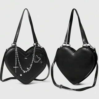 Foto 2 | Bolso Belug Forma De Corazón Bandolera Moda Bolsa De Mano Pu Mujer Negro