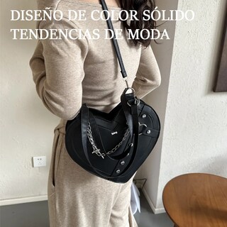 Foto 4 | Bolso Belug Forma De Corazón Bandolera Moda Bolsa De Mano Pu Mujer Negro
