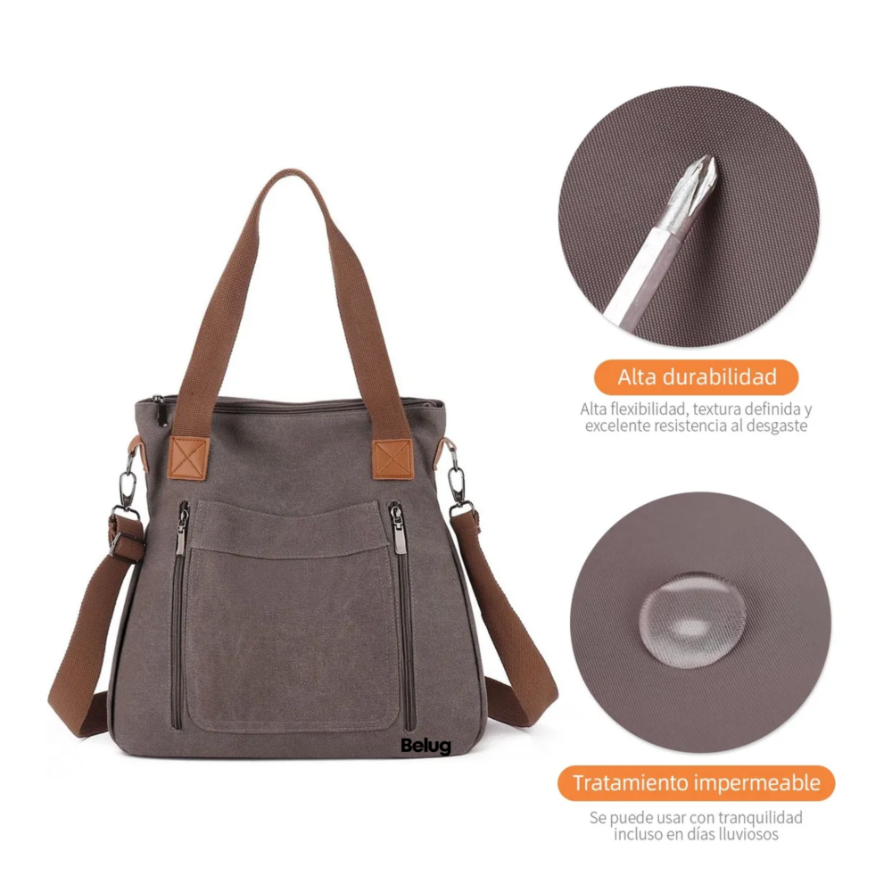 Foto 3 pulgar | Bolso Multifuncional De Lona De Gran Capacidad Belug  Café Oscuro