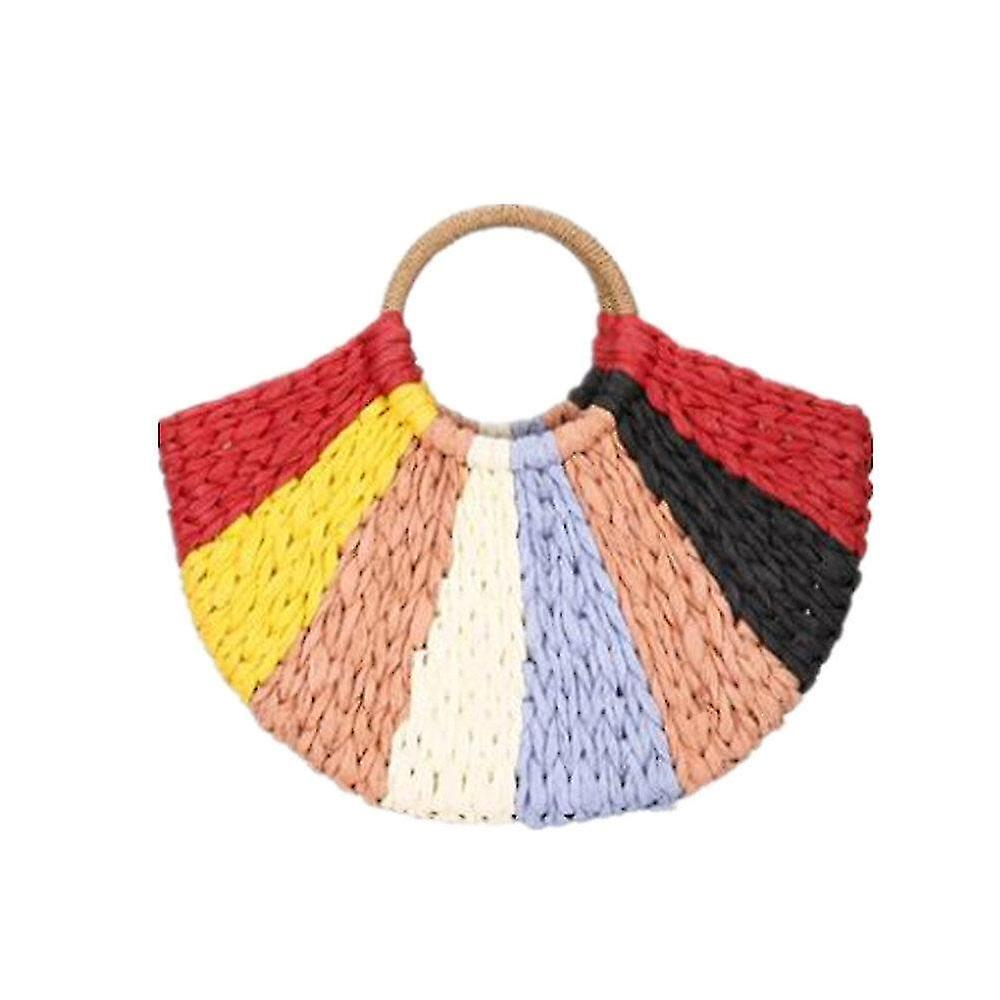 Foto 2 pulgar | Bolso Huoguo Korean Semicircle Art Beach Straw Bag - Venta Internacional.