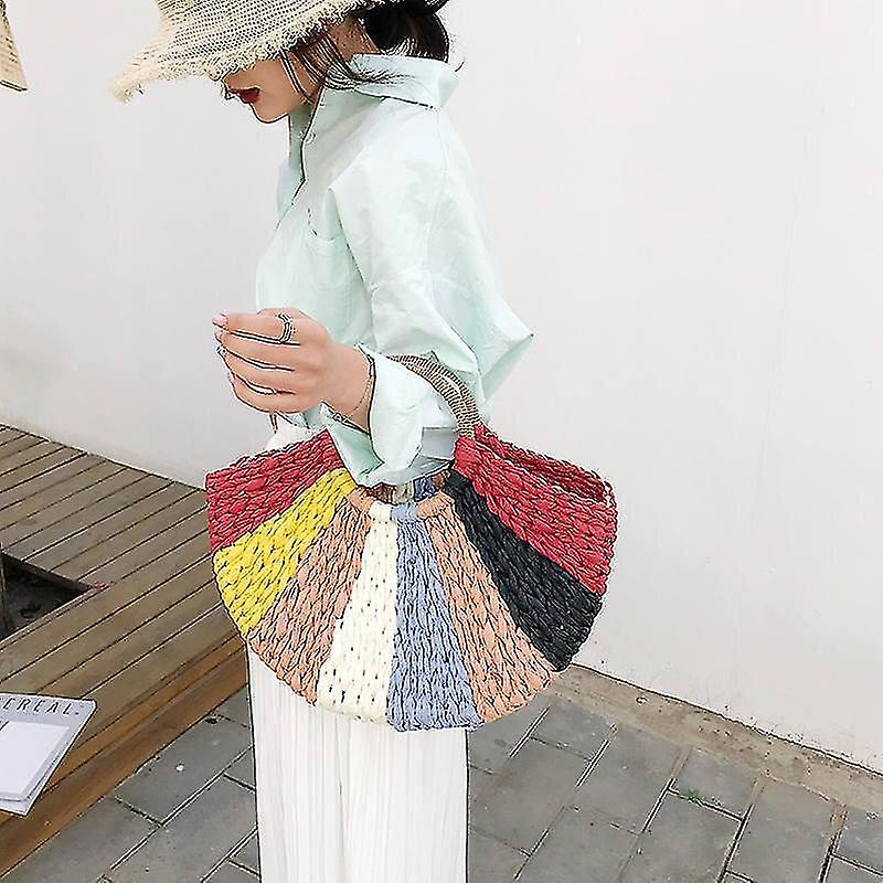 Foto 3 pulgar | Bolso Huoguo Korean Semicircle Art Beach Straw Bag - Venta Internacional.