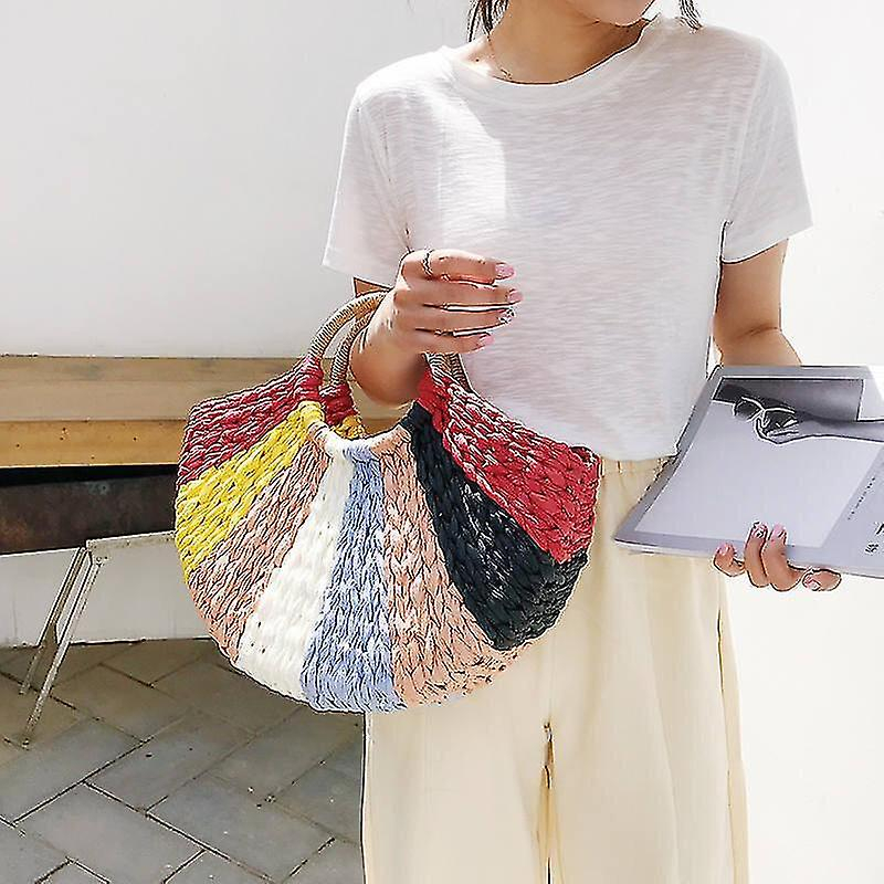 Foto 5 pulgar | Bolso Huoguo Korean Semicircle Art Beach Straw Bag - Venta Internacional.