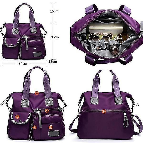 Foto 5 pulgar | Bolso De Mano Huoguo Oxford De Nailon Impermeable Con Bandolera Morado - Venta Internacional.
