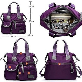 Foto 4 | Bolso De Mano Huoguo Oxford De Nailon Impermeable Con Bandolera Morado - Venta Internacional.