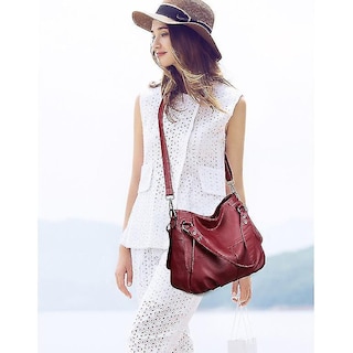 Foto 4 | Bolso Huoguo Bolso De Cuero De Alta Calidad Para Mujer Rojo - Venta Internacional.