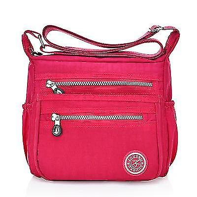 Foto 1 | Bolso De Mano Huoguo De Nailon Rojo Rosa Para Mujer  22 Cm X 24 Cm X 11 Cm - Venta Internacional.
