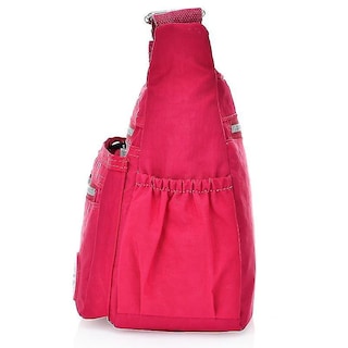 Foto 2 | Bolso De Mano Huoguo De Nailon Rojo Rosa Para Mujer 22 Cm X 24 Cm X 11 Cm - Venta Internacional.