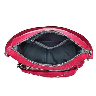Foto 3 | Bolso De Mano Huoguo De Nailon Rojo Rosa Para Mujer 22 Cm X 24 Cm X 11 Cm - Venta Internacional.