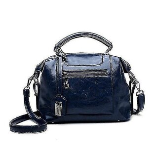 Foto 1 | Bolso De Mano Huoguo De Cuero Encerado Para Viajar Color Azul Real - Venta Internacional.