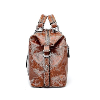 Foto 4 | Bolso De Mano Huoguo De Cuero Encerado Para Viajar Color Azul Real - Venta Internacional.