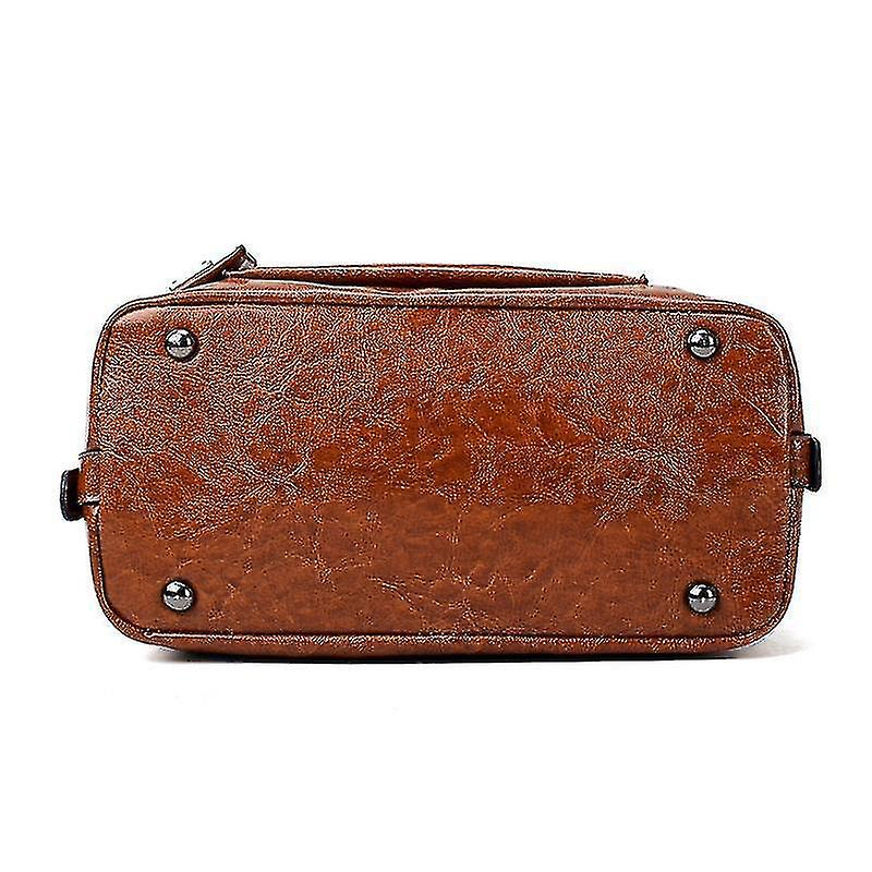 Foto 5 | Bolso De Mano Huoguo De Cuero Encerado Para Viajar  Color Azul Real - Venta Internacional.
