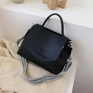 Foto 1 | Bandolera Huoguo De Piel Para Mujer Color Negro - Venta Internacional.
