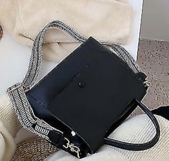 Foto 4 | Bandolera Huoguo De Piel Para Mujer Color Negro - Venta Internacional.