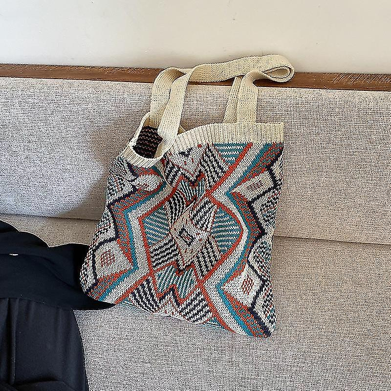 Foto 3 pulgar | Bolso De Mano Huoguo De Lana De Ganchillo Con Asa Superior Abierta  Blanco - Venta Internacional.