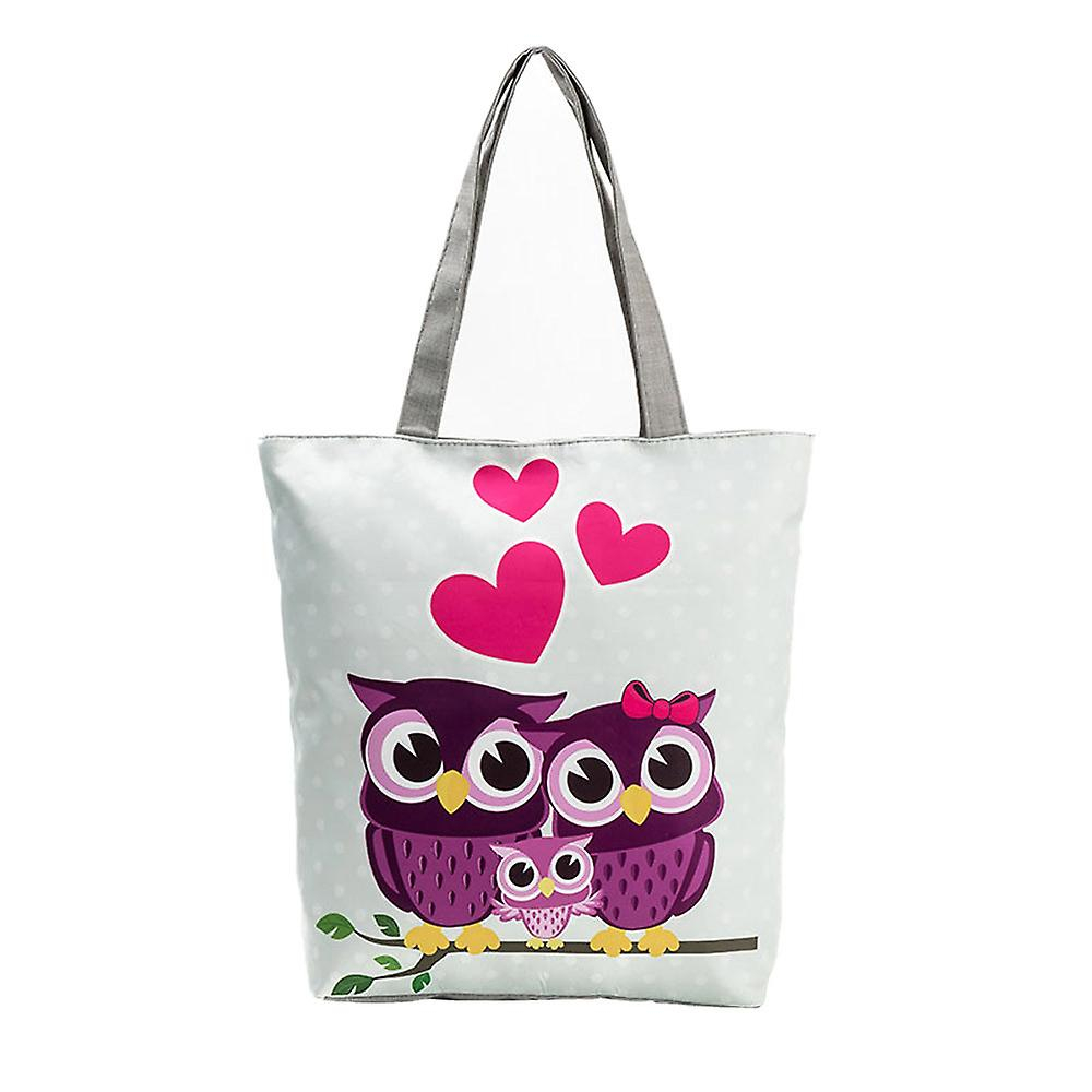 Foto 2 pulgar | Bolsa De Lona Huoguo Con Estampado De Búhos Para Mujer - Venta Internacional.