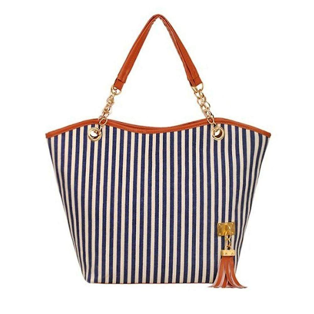 Foto 4 pulgar | Bolso De Mano Huoguo De Lona Con Borlas A Rayas Para Mujer Y Niña - Venta Internacional.
