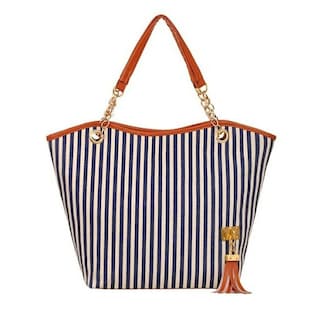 Foto 3 | Bolso De Mano Huoguo De Lona Con Borlas A Rayas Para Mujer Y Niña - Venta Internacional.