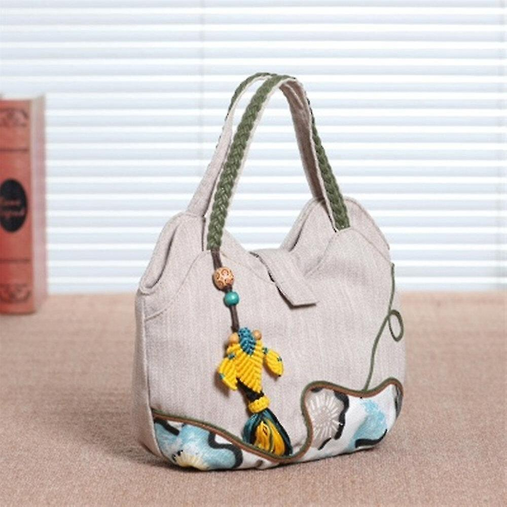 Foto 3 pulgar | Bolso Huoguo Appliques  Lienzo Con Estampado Floral Para Mujer - Venta Internacional.