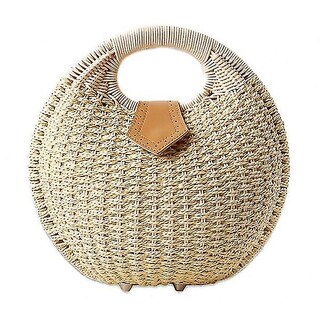 Foto 1 | Bolso De Mano Huoguo Para Mujer Nido Verano Playa Ratán Paja Marrón Claro - Venta Internacional.