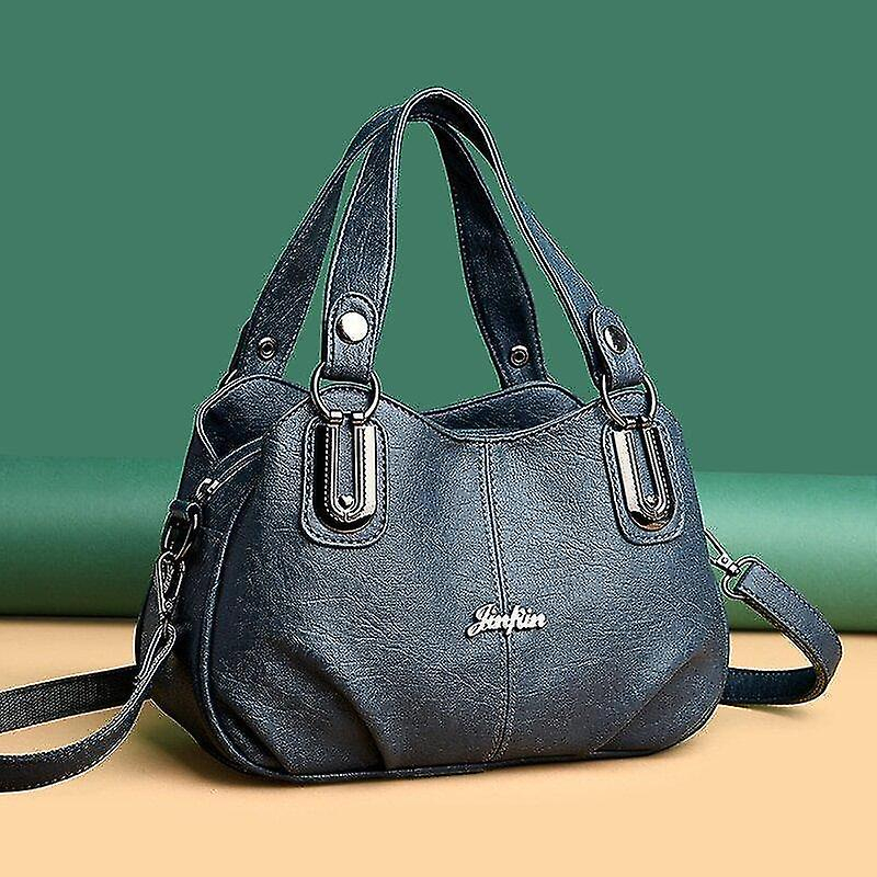 Foto 2 | Bolso De Mano Huoguo Bandolera De Piel Suave Lady Light Blue - Venta Internacional.