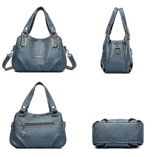 Foto 3 | Bolso De Mano Huoguo Bandolera De Piel Suave Lady Light Blue - Venta Internacional.