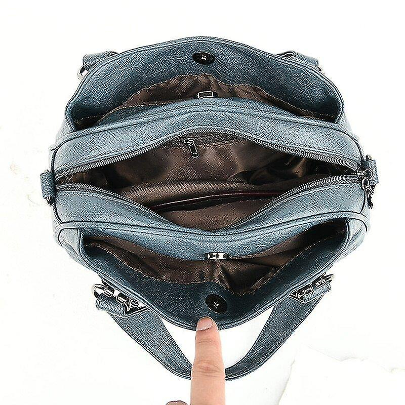 Foto 4 | Bolso De Mano Huoguo Bandolera De Piel Suave Lady Light Blue - Venta Internacional.