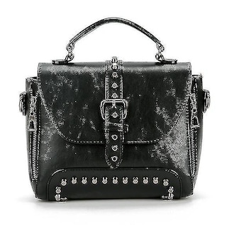 Foto 1 | Bolso De Mano Huoguo Bandolera Vintage De Piel Para Mujer Color Negro - Venta Internacional.