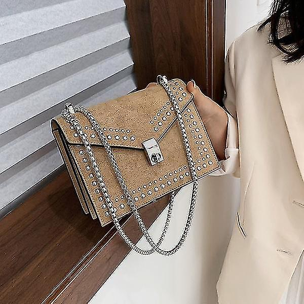 Foto 3 pulgar | Bolso De Hombro Huoguo Scrub Leather Designer Khaki - Venta Internacional.
