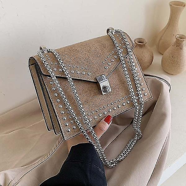 Foto 4 pulgar | Bolso De Hombro Huoguo Scrub Leather Designer Khaki - Venta Internacional.