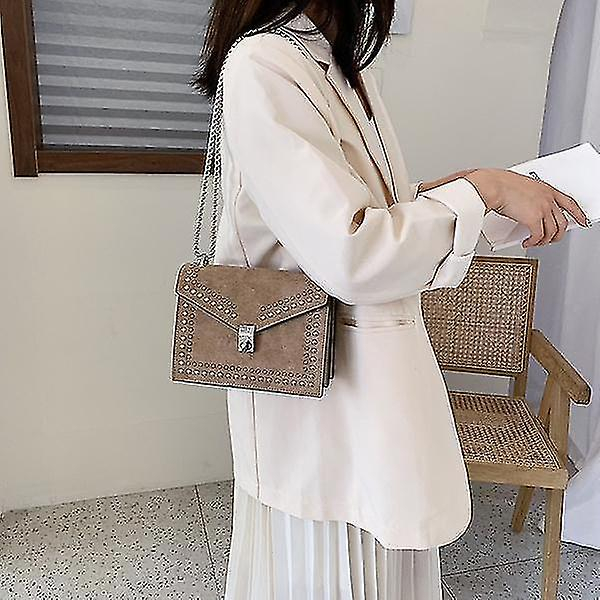 Foto 5 pulgar | Bolso De Hombro Huoguo Scrub Leather Designer Khaki - Venta Internacional.