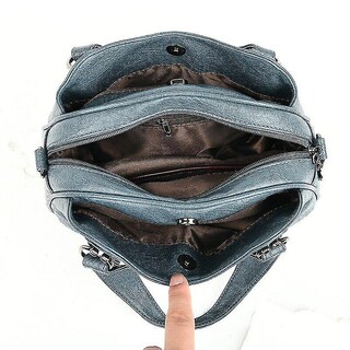 Foto 7 | Bolso De Mano Huoguo Bandolera De Piel Suave Lady Light Blue - Venta Internacional.