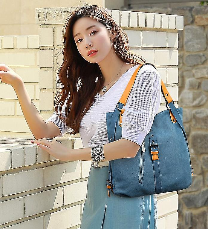 Foto 3 pulgar | Bolso Huoguo Didabear De Lona Para Mujer  Azul  35 Cm - Venta Internacional.