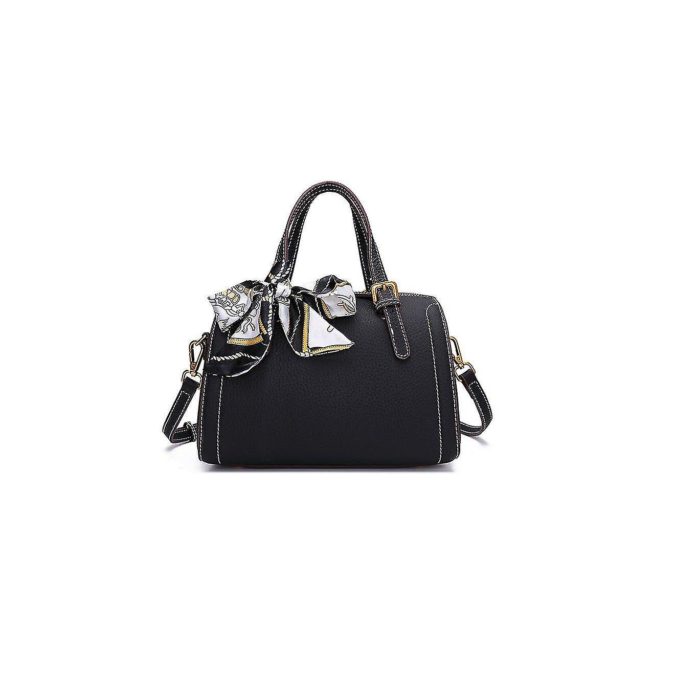 Foto 2 pulgar | Bolso Huoguo Bolso De Hombro Boston De Piel De Vacuno Negro - Venta Internacional.