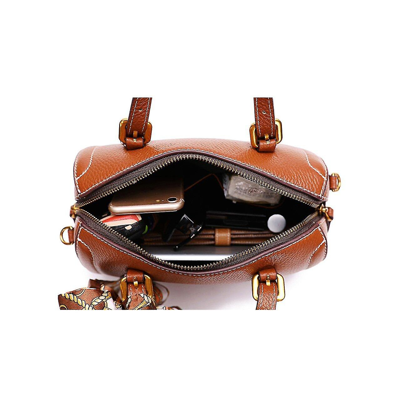 Foto 6 pulgar | Bolso Huoguo Bolso De Hombro Boston De Piel De Vacuno Negro - Venta Internacional.