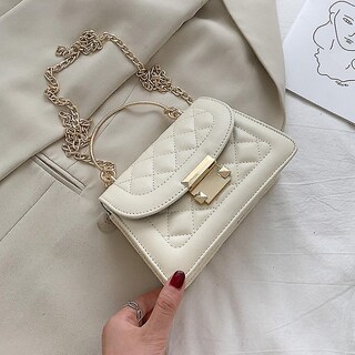 Foto 3 | Bolso De Mano Huoguo Diseño De Celosía Bandolera Asa Circular Piel Sintética - Venta Internacional.