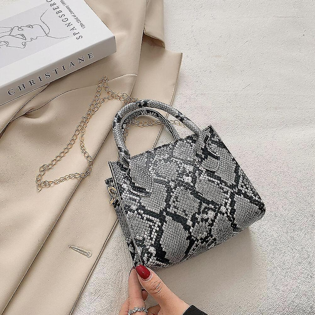 Foto 3 pulgar | Bolso De Mano Huoguo Con Estampado De Serpentina Pequeño De Piel Sintética Para Mujer - Venta Internacional.
