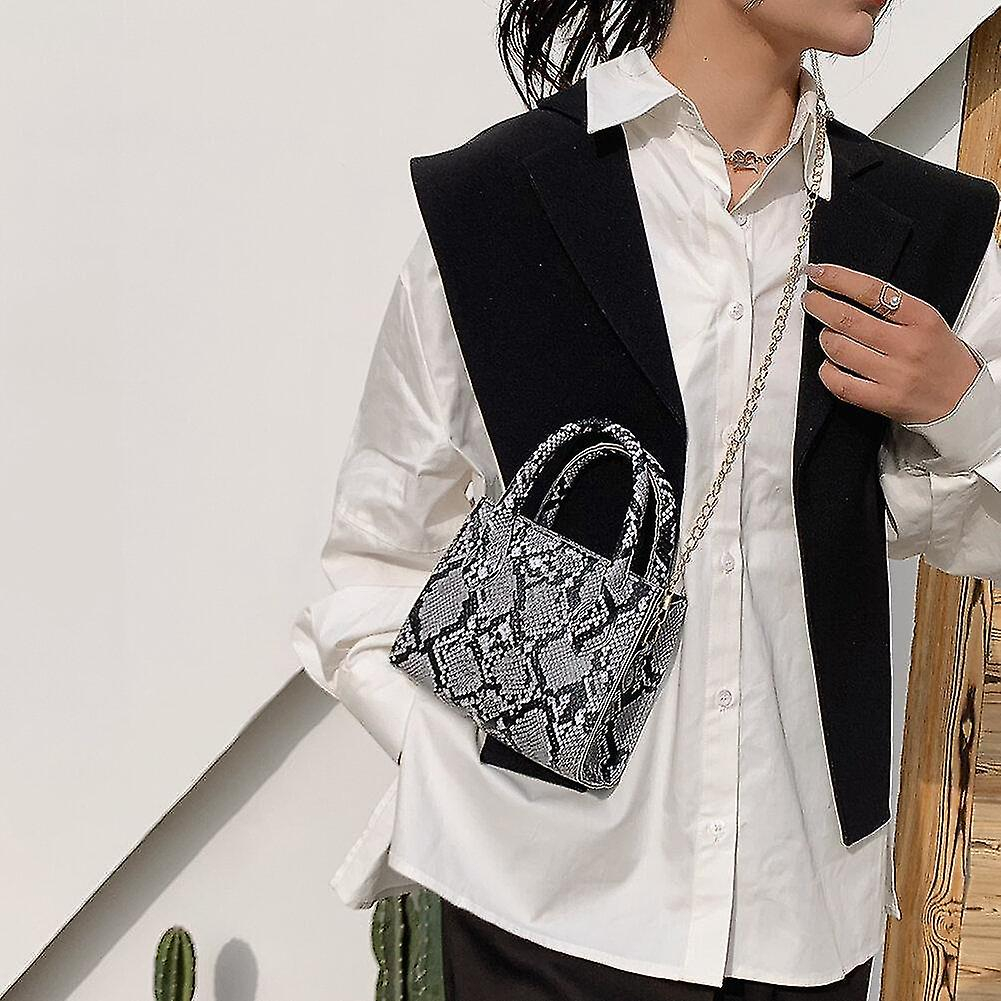 Foto 4 pulgar | Bolso De Mano Huoguo Con Estampado De Serpentina Pequeño De Piel Sintética Para Mujer - Venta Internacional.