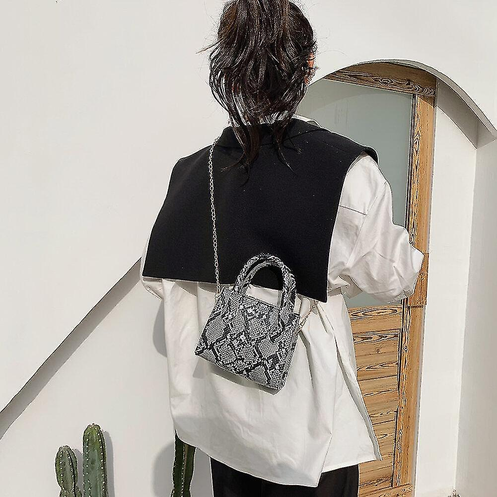 Foto 5 pulgar | Bolso De Mano Huoguo Con Estampado De Serpentina Pequeño De Piel Sintética Para Mujer - Venta Internacional.