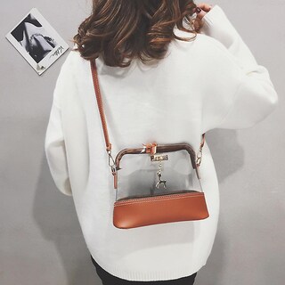 Foto 2 | Bandolera Huoguo Con Forma De Concha Transparente Con Colgante De Color Cervatillo - Venta Internacional.